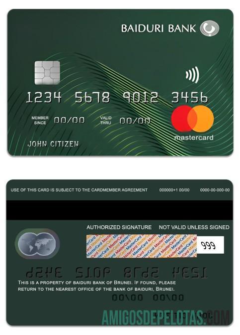 Brunei Baiduri Bank Standard Credit Mastercard exemplo